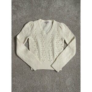Nanette Lepore Pearl Embellished Cream Sweater Size Small Ivory